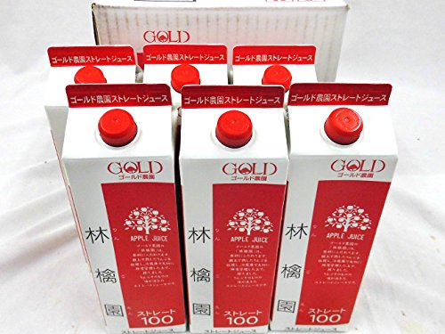 くらし快援隊 青森 GOLD農園 りんご100％ストレートジュース 林檎園 1000g×6本