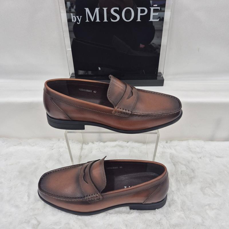 By 男性クラシック・ペニー・ローファー 122HT419FH201 MBROWN 4 JJ