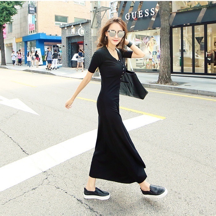 きれいめ ワンピース ワンピドレス ロング ロング丈 半袖 ラウンドネック Aライン かわいい 可愛い きれいめ シンプル カジュアル 上品 おしゃれ お洒落 かっこいい こなれ感 ラフ 5,944円