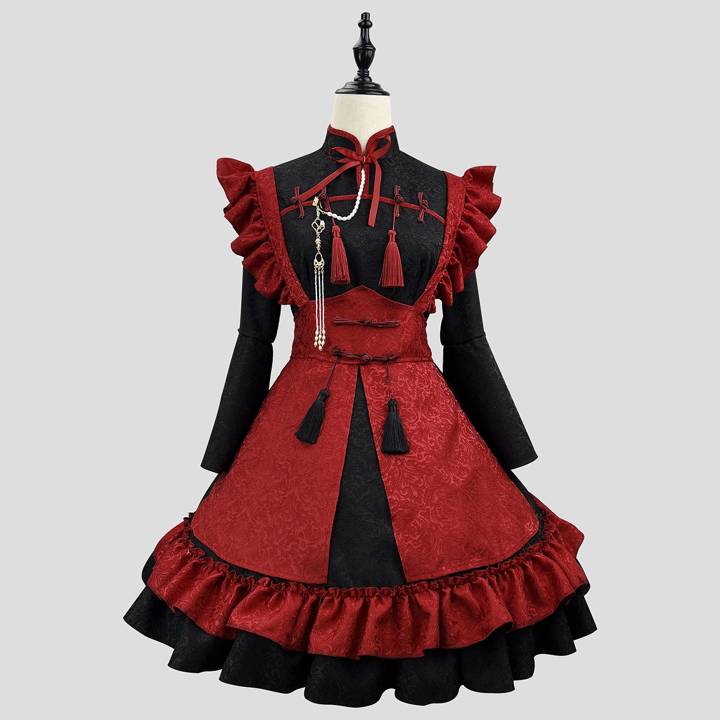 オリジナル新中華風エンボスジャガードlolitaドレスメイド服cosplayメイド服大きいサイズ