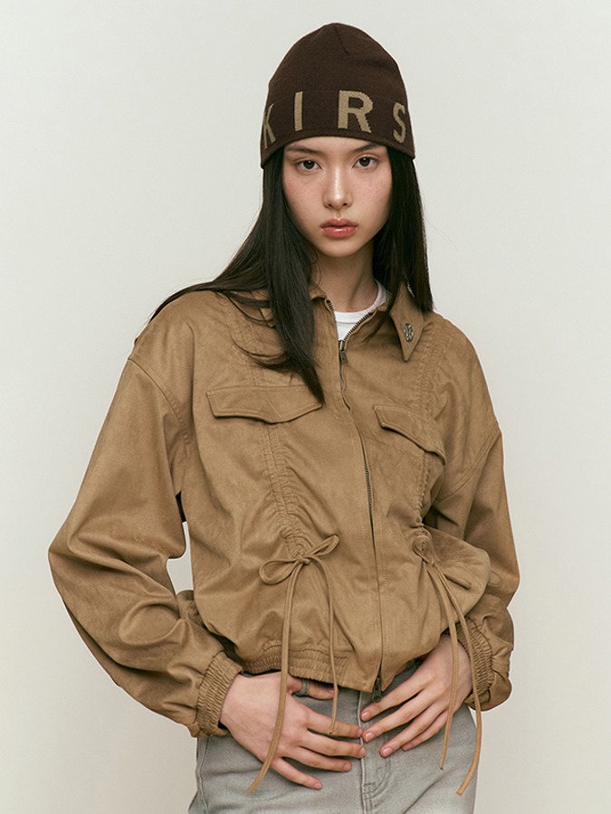COLLECTION SUEDE SHIRRING JACKET [LIGHT BEIGE]