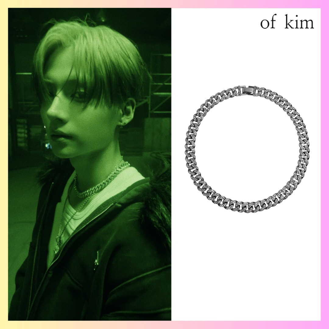 [OF KIM] [ALPHA DRIVE ONE サンウォン着用] All-Cubic Chain Necklace + FREE OMAKE チェーンネックレス シンプル ペア ネックレス