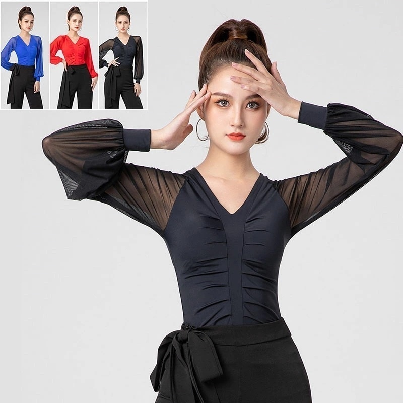 ダンス 衣装 トップス 長袖 シフォン トップス レディース ブラウス 練習着 フリンジラテン衣装 女性 大人 ラテン衣装 社交 ダンス ヒップホップダンス衣装 DANCE ダンスウェア 演出 スト