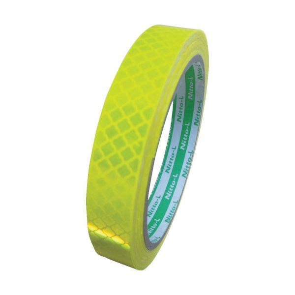 （まとめ）日東エルマテリアル 高輝度プリズム反射テープ（蛍光色） 15mmx5m イエロー[x3]