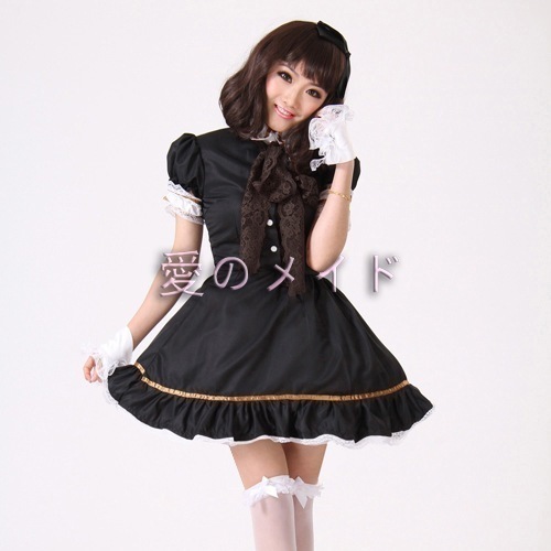 超萌lolita人形白黒お姫様装ロリ姫アニメコスプレ女装メイド服