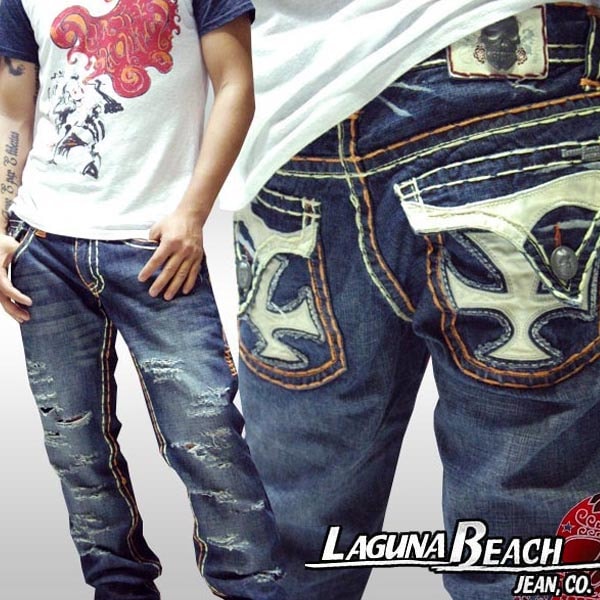 アウトレットセール ラグナビーチ メンズ デニム ストレート DANA POINT ダブル ステッチ オレンジ LAGUNA BEACH ジーンズ インポート セレブ ファッション ブランド サー