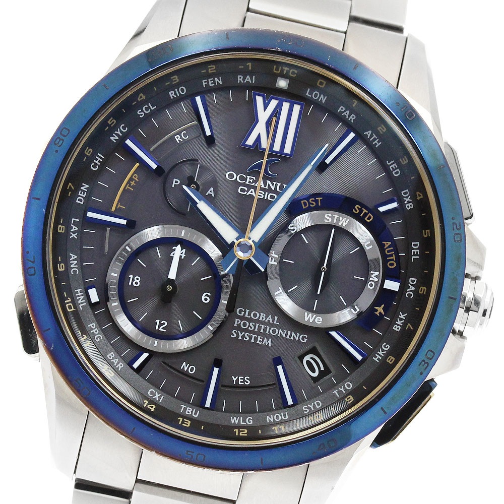 カシオ CASIO OCW-G1000E-1AJF オシアナス デイト 世界2000本限定 12時シェルインデックス ソーラー電波 メンズ 箱・保証書付き_954220【中古】