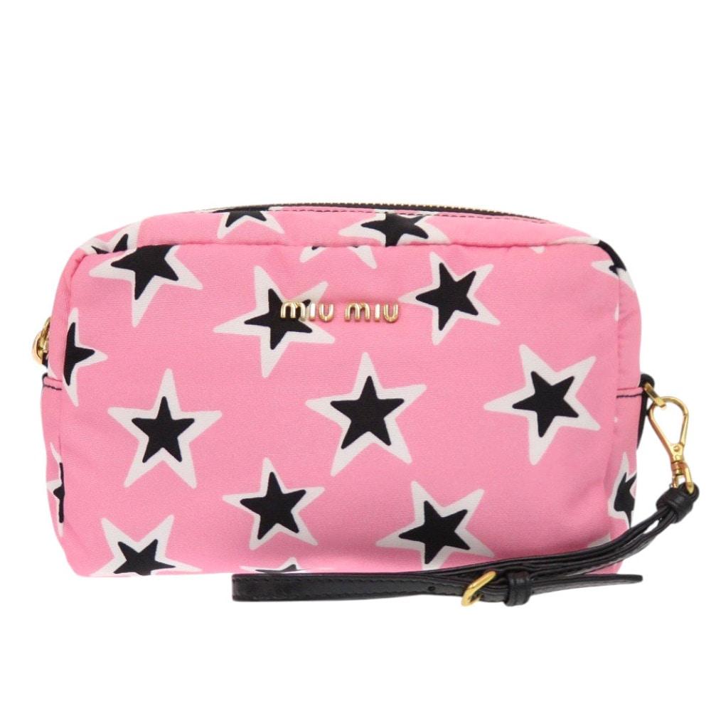 美品 星柄 5NE458 ポーチ ナイロン ピンク 0969【中古】 レディース
