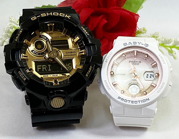 恋人たちのGショック ペアウオッチ G-SHOCK BABY-G ペア腕時計 カシオ 2本セット GA-710GB-1AJF BGA-250-7A2JF 手書きの あす楽対応 プレゼント