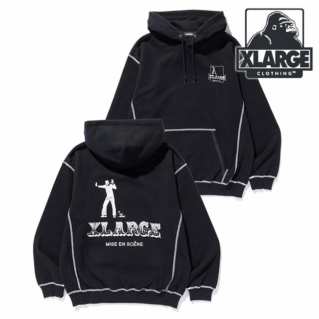 コントラスト ステッチ プルオーバー フーデッド スウェットシャツ [101251012007] メンズ トップス パーカー BLACK