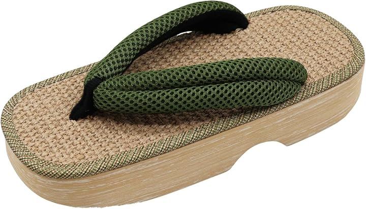 雪駄 メンズ 下雪駄 げせった ジュート天 メッシュ鼻緒 日本製 (グリーン, 26.0 cm F)