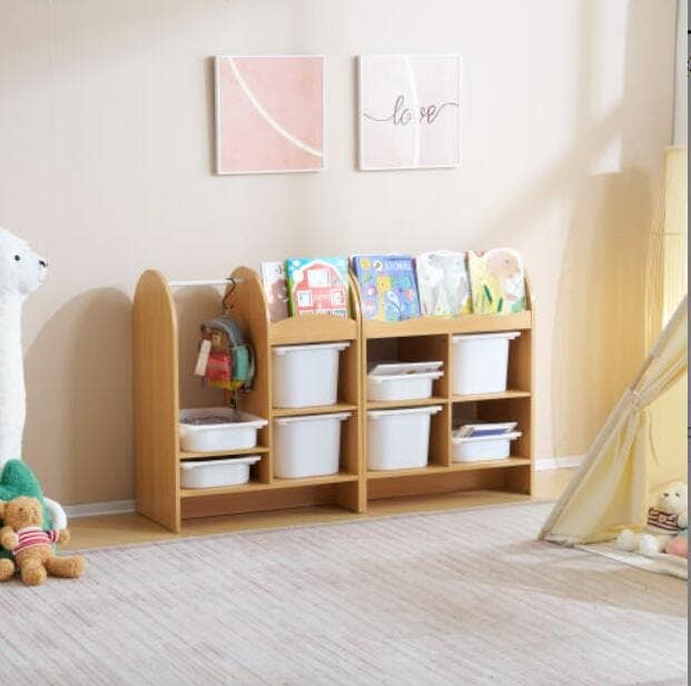 【人気モデルアップグレード】おもちゃ収納ラック ハンガーバー付き 子ども用家具 木製 収納ケース ワイドタイプ 大容量 組立カンタン 絵本棚 絵本ラック こども コンパクト 大容量 おしゃれ 入学 入