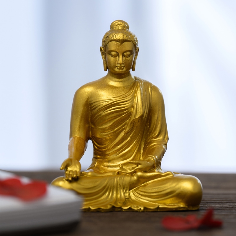 手作 阿弥陀仏像 金色の慈悲と智慧の守護者書斎やオフィスで精神の成長と安定を促す存在