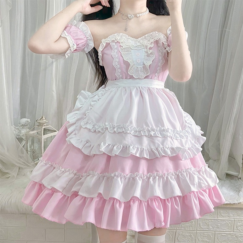 【1点ご購入 で10点プレゼントいたします】かわいい二次元メイド服ロリータワンピース女装した男レストランメイド制服スーツ