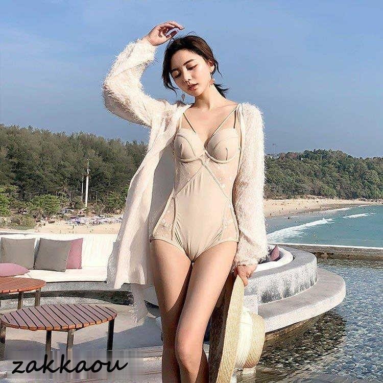 水着 レディース ワンピースビキニ きれいめ 韓国風 40代 30代 レース バックリボン ワンピース水着 レディースビキニ