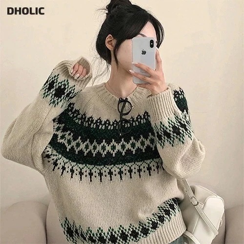 スノーノルディックラウンドネックニット