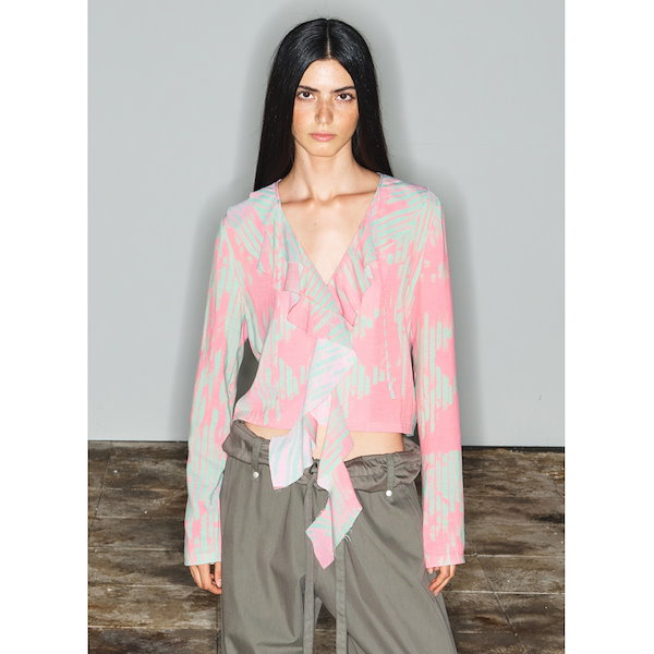 open YY フリル付きホワイト半袖シャツ open yy ホワイトフリルシャツ