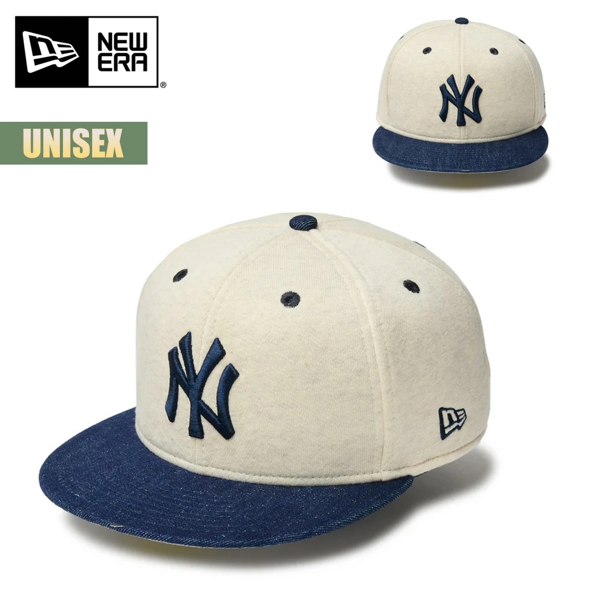 キャップ 帽子 59FIFTY MLB Oatmeal Heather ニューヨーク・ヤンキース オートミール ネイビーバイザー ユニセックス ストリート ヴィンテージ調 杢 NY メジャー ロゴ