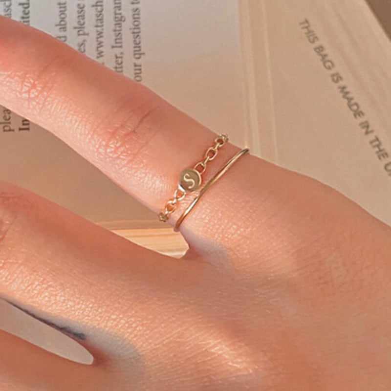 14kゴールド イニシャル刻印リング センチメンタルリング韓国の人気ブランド 韓国ファッション