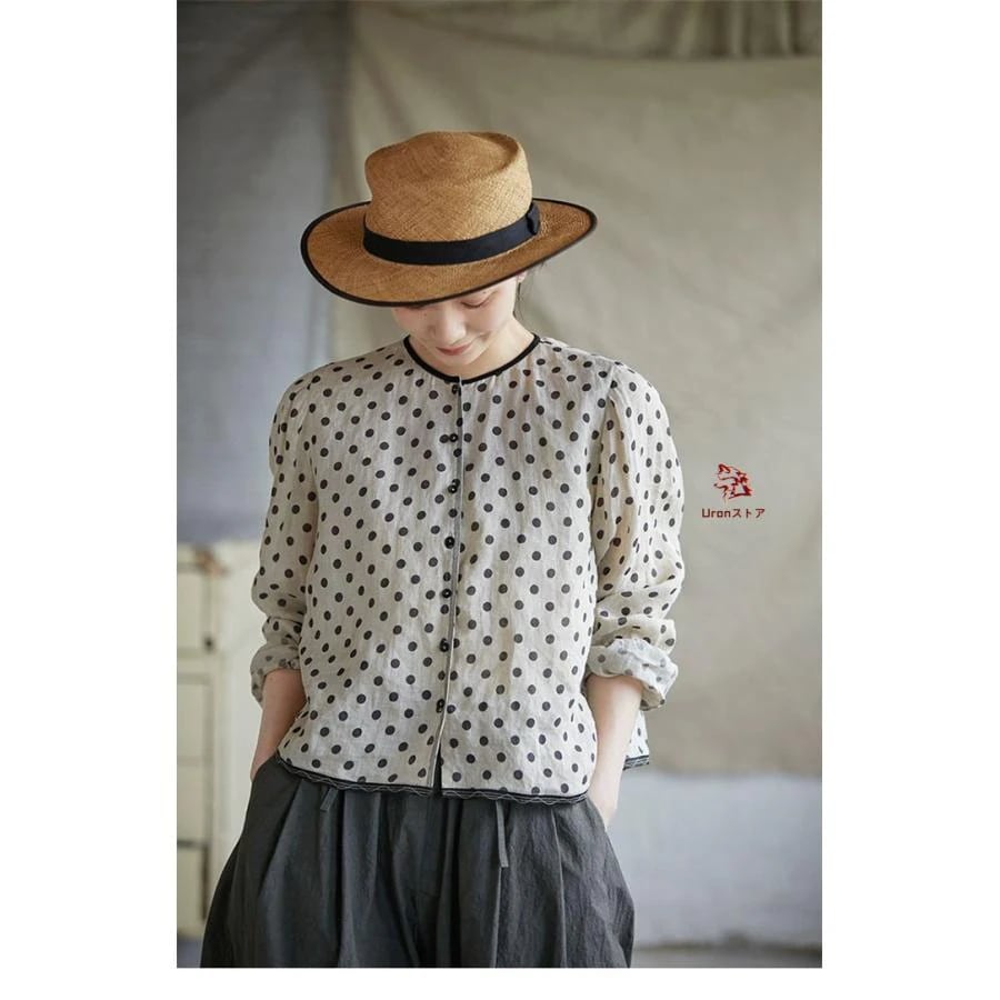 シャツ ブラウス ドット柄 ブラウス レディース シャツ 長袖 水玉 ノーカラー カーディガン 長袖 トップス シャツブラウス 水玉柄 ブラウス大きいサイズ ゆった 5,227円