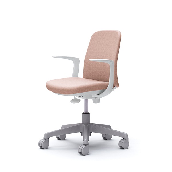【納期約45日】オカムラ CD23BW FXW8 ペールピンク Lives Entry Chair [オフィスチェア デザインアーム 5本脚(コンパクトタイプ) ホワイトボディ]