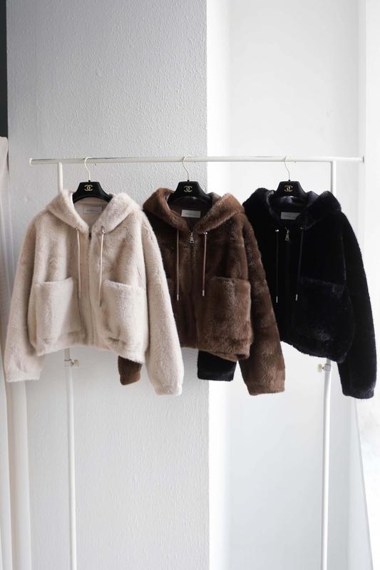 ファー フード付きジッパー ジャケット