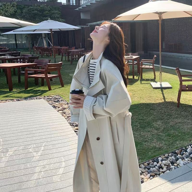 福袋2025大人気 ロング丈の背の高いコートの女性春と秋の新型英倫韓系高級ゆったりコート