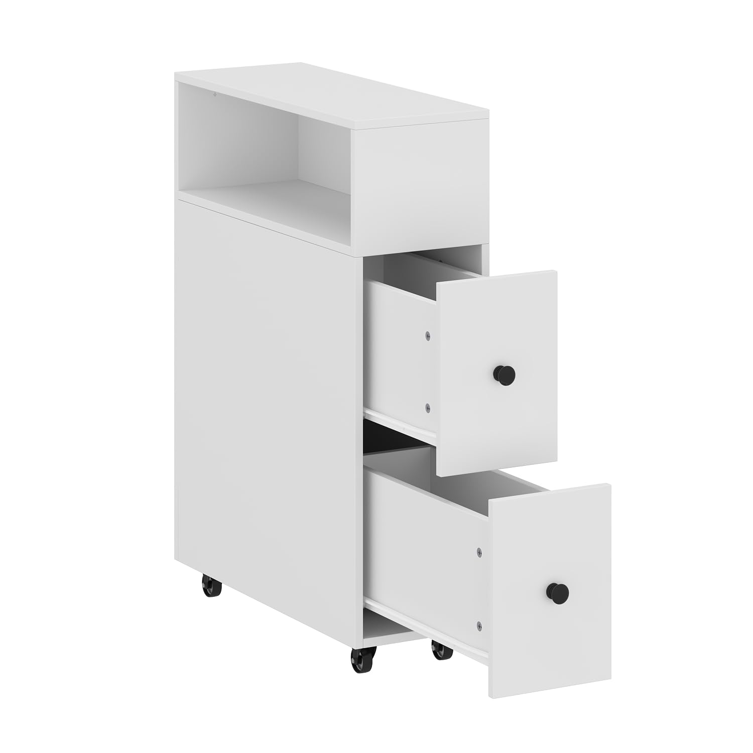 デスクワゴン スリム 袖机 サイドチェスト 収納 キャスター付き デスク 引き出し 机下 収納 ワゴン キャビネット 木製 スリムワゴン デスクサイドラック プリンター台 おしゃれ オフィス 省スペー