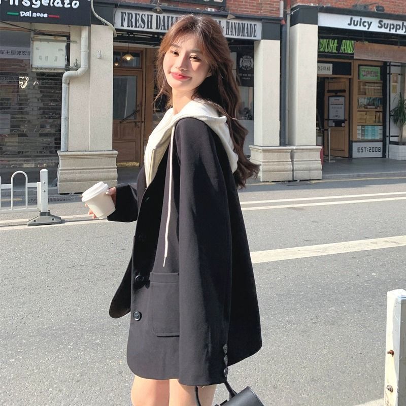 韓国ファッション 25新作服 アウター ゆったりスウェット アウター ジャケット レディース スウェット 大きいサイズ フード付き ロングジャケット287
