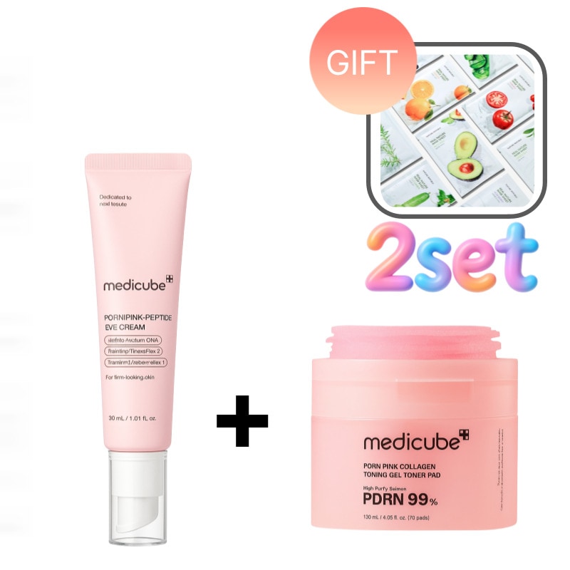 PDRNピンクコラーゲントーニングジェルパッド70枚120ml＋PDRNピンクペプチドアイクリーム30ml スキンケアセット.目元ケア.しっとり.ツヤ肌.毛穴ケア.保湿ケア.エイジングケア.韓国コスメ