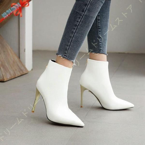 【即納】ハイヒール バックファスナー 美脚 ショートブーツ ブーティ レディース エナメル おしゃれ ブラック ブーティー 秋 冬 ポインテッドトゥブーツ