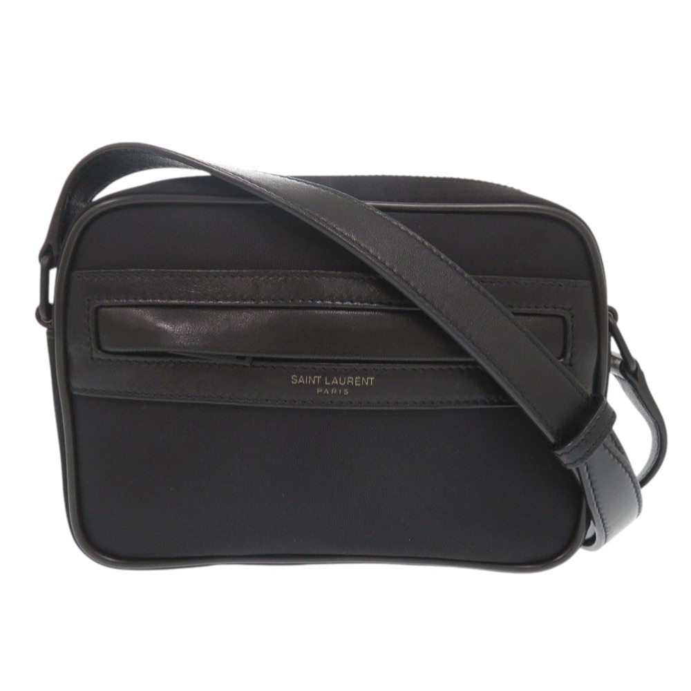 美品 サンローランパリ カメラバッグ キャンプ ショルダーバッグ ナイロン/ラムスキン ブラック 0596【中古】SAINT LAURENT PARIS メンズ