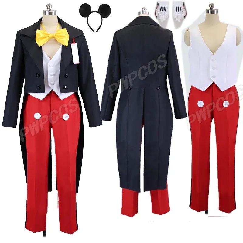 服+手袋+カチューシャ ハロウィン コスチューム コスプレ衣装 コスプレ衣装 ディズニーハロウィン Dハロ エントランス 燕尾服 ミッキー