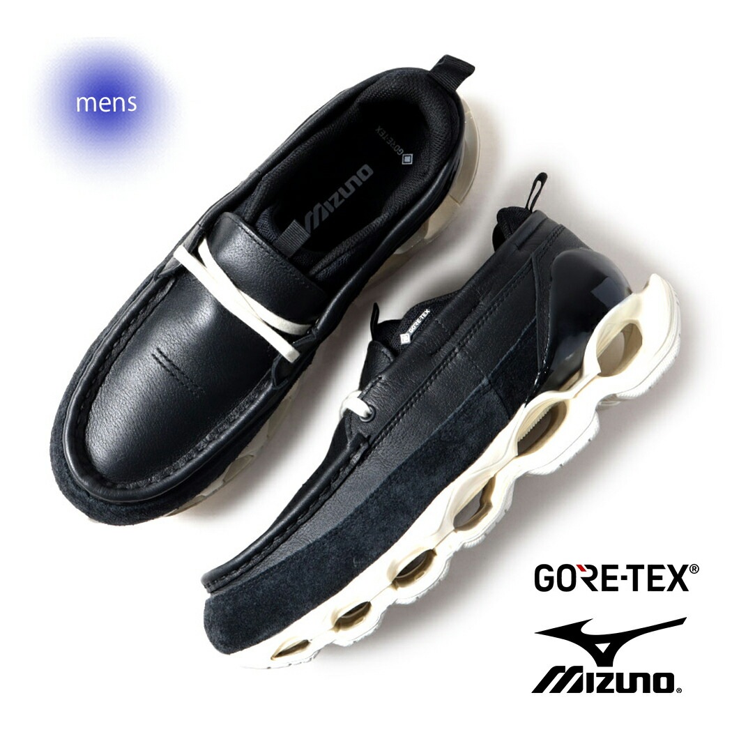 Mizuno ミズノ ウェーブプロフェシー ローファー スニーカー Wave Prophecy Moc GORE-TEX BLACK/OFF WHITE ( 黒 ホワイト 白 メンズ D1GD2406
