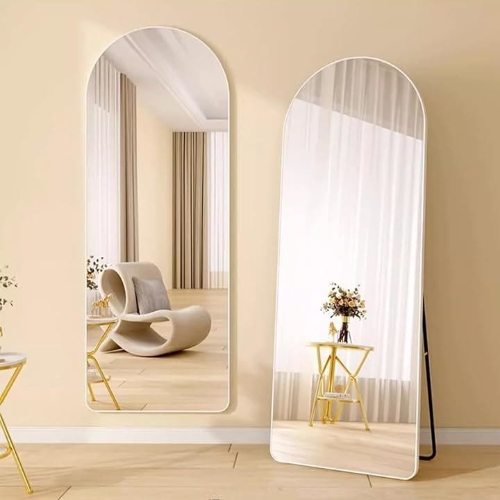 姿見鏡 壁掛け鏡 全身鏡 スタンドミラーア 壁掛け可能 ウォールミラー 全身ミラー 飛散防止 おしゃれ 軽量 立てかけ 洗面所 化粧 浴室 お風呂 玄関(ホワイト)