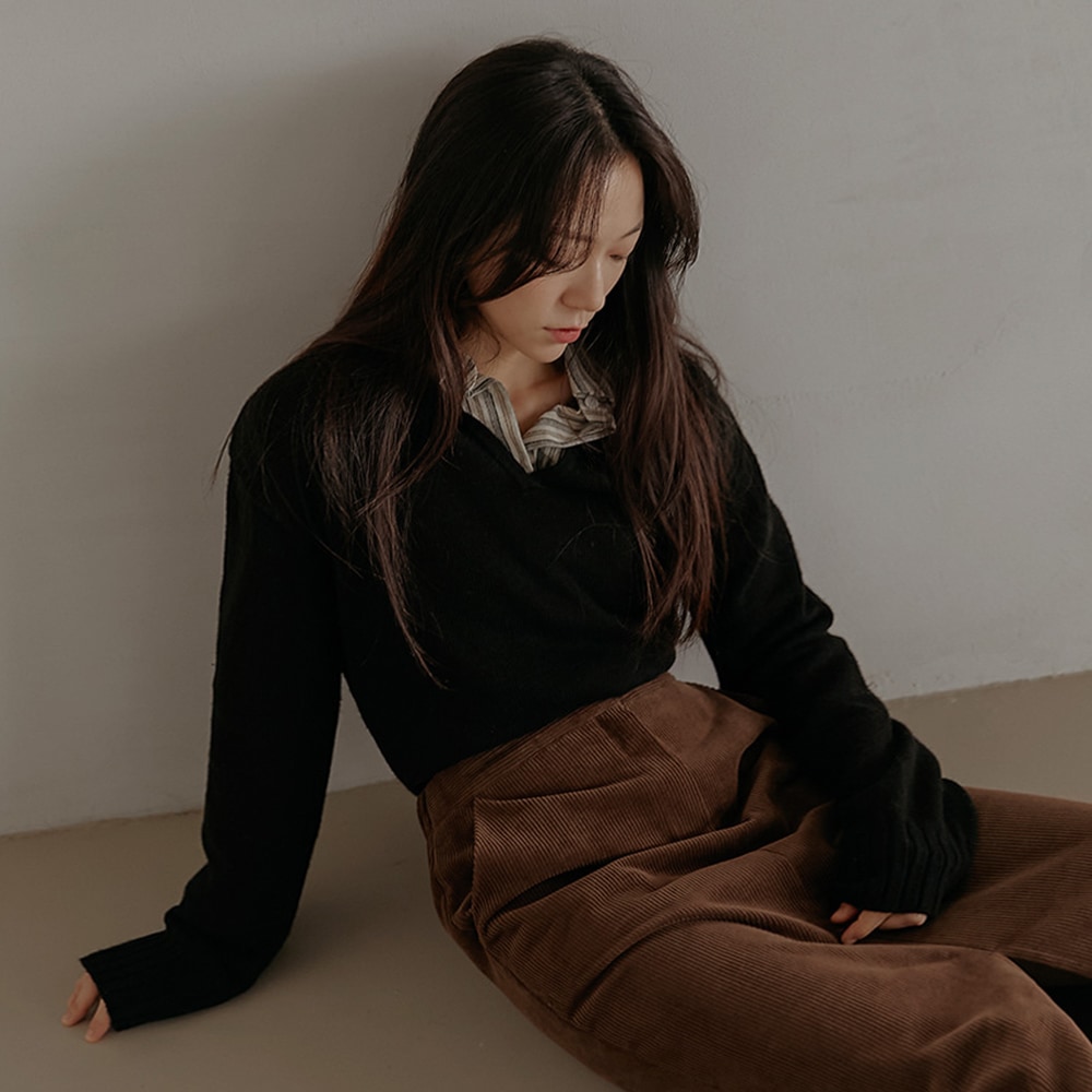 ブレカシミアオープンカラニット