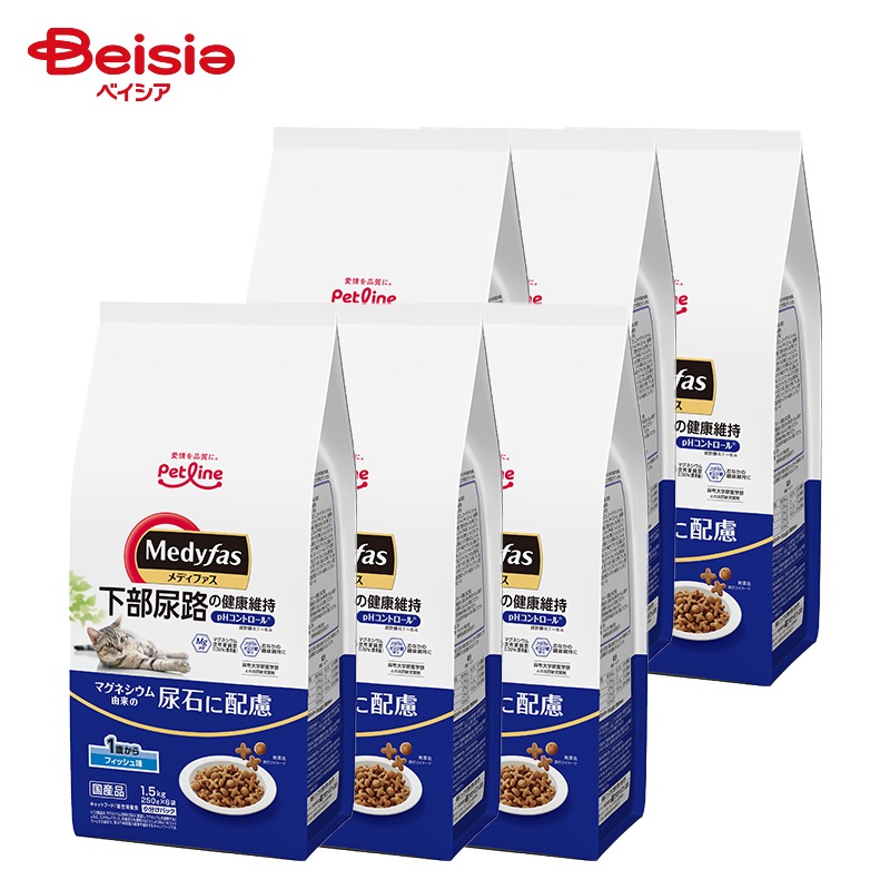 キャットフード ペットライン メディファス 1歳 フィッシュ味 1.5kg ×6個