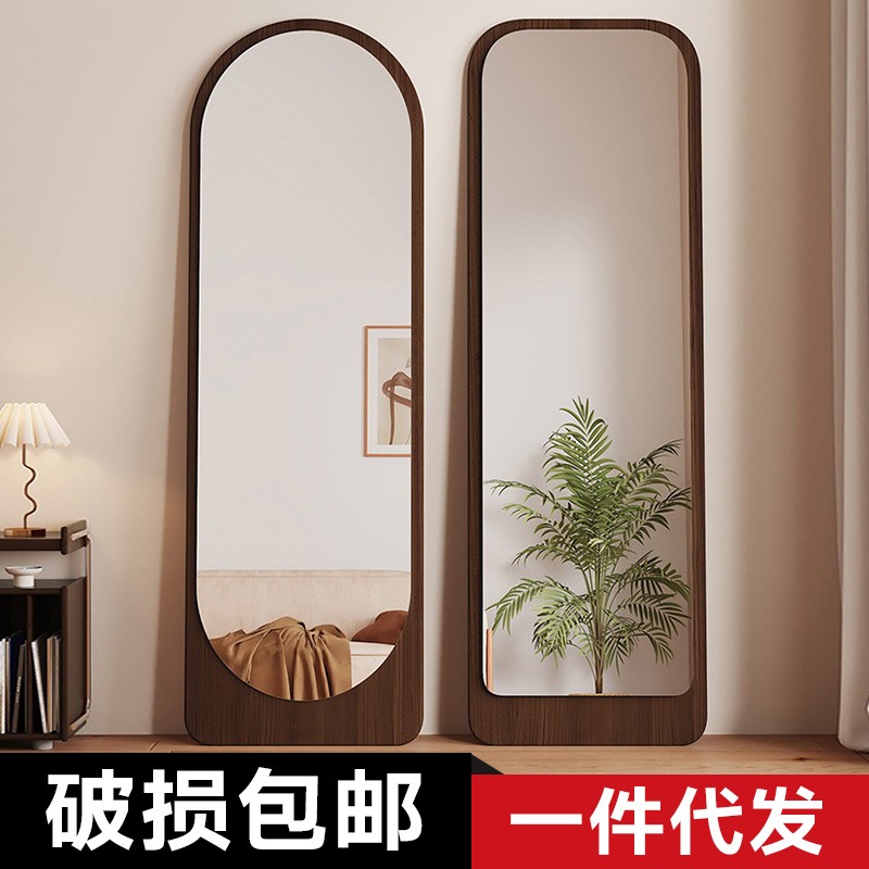 レトロ中世スタイルのドレッシングミラーhd統合ミラー壁に取り付けられたフロアスタンドフルボディミラーホームモーブルミラー