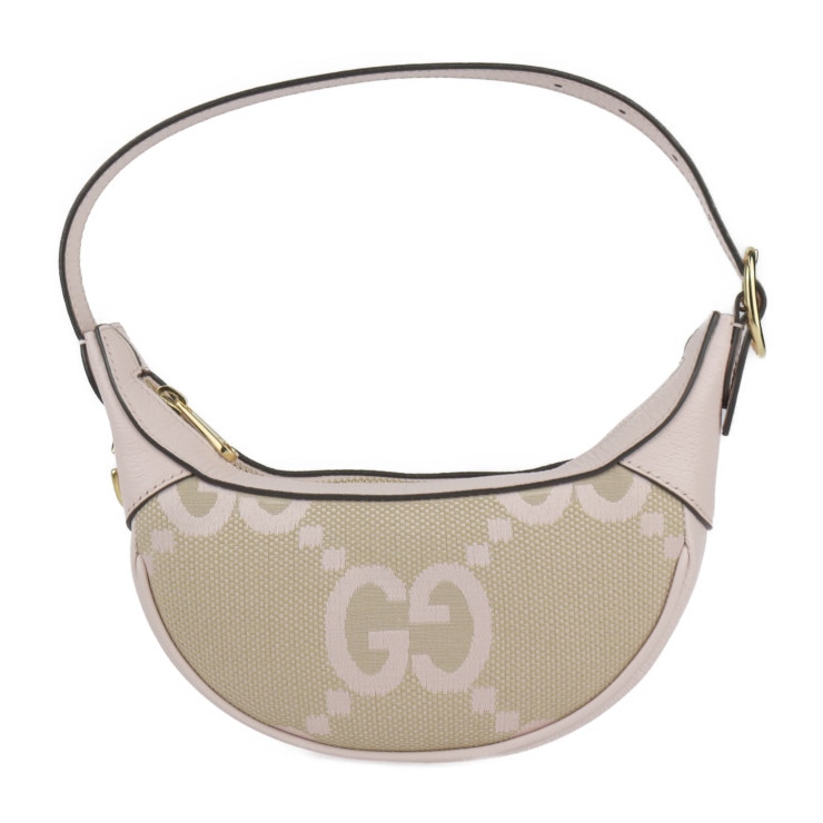新品未使用展示品 GUCCI グッチ ハンドバッグ 658551 GG ミニバッグ ジャンボGG キャンバス レザー ベージュ系 ピンク系 ゴールド金具 ショルダーバッグ 本物保証 中古