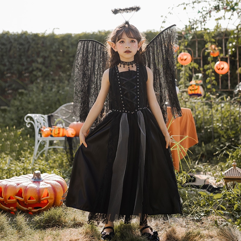 2025 ハロウィン 子供用 コスチューム 天使 悪魔 吸血鬼 コスプレ ナイトエルフ 子供服 ドレス 女性
