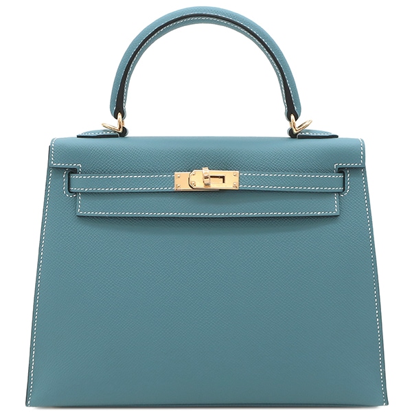 エルメス HERMES 2WAYバッグ ケリー25 外縫い ヴォーエプソン ニューブルージーン ゴールド金具 新品 未使用 青 ショルダー W刻印(2024年製) 【箱】【中古】