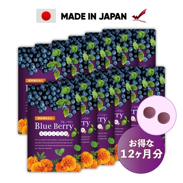 【クーポン配布中】 渡邊薬品 ブルーベリー ルテイン サプリ 60粒 12袋 アントシアニン ポリフェノール サプリメント 鉄分 カシス ビタミンC ビタミンE マルチビタミン 目 眼 疲れ目 アサイ