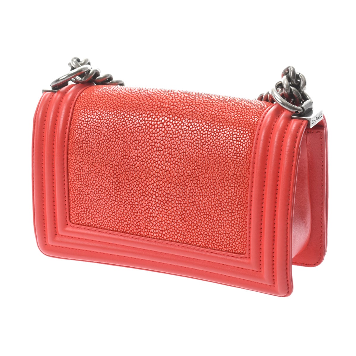 ボーイシャネル スモール チェーンショルダー レッド A67085 レディース ガルーシャ/カーフスキン ショルダーバッグ ABランク 中古 銀蔵