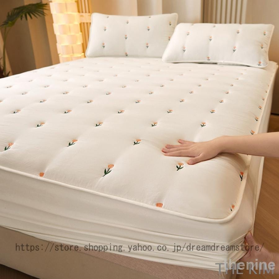 【直接値下げ&今月限り】敷パッド 一体型 ボックスシーツ ワイドダブル 中綿入り 全周ゴム付き 着脱簡単 BOXシーツ 綿 コットンベッドシーツ 敷パッド ベッドパッド パッドシーツ