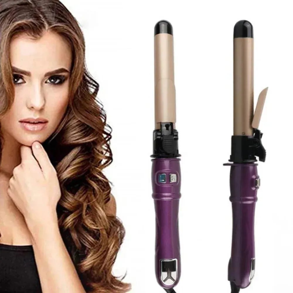 新品回転式ヘアアイロン 28mmおよび32mmシェーバー 携帯便利 LCDデジタルトルマリンセラミッククランプ付き 旅行