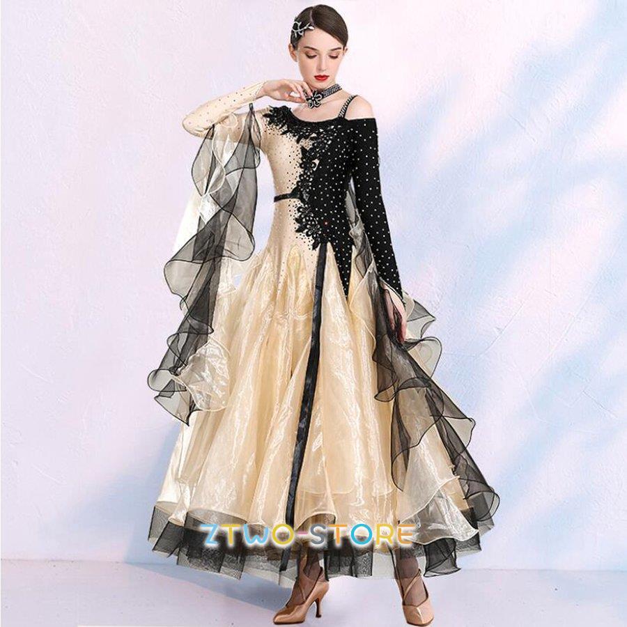 新しい子供用ダンスウェア 社交ダンス衣装 ワンピース モダンダンス　ワルツ専用ドレス レッスン着 ルンバ サンバ 練習競技着デモ用 スタンダード発表会用演出服 2枚購入で2229円OFF