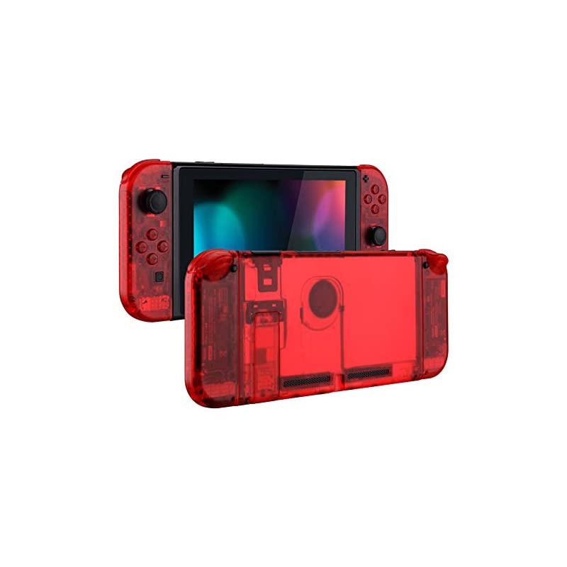 Switchコンソールに対応用バックプレートジョイコンホルダーDIY交換ケース【クリアレッド】
