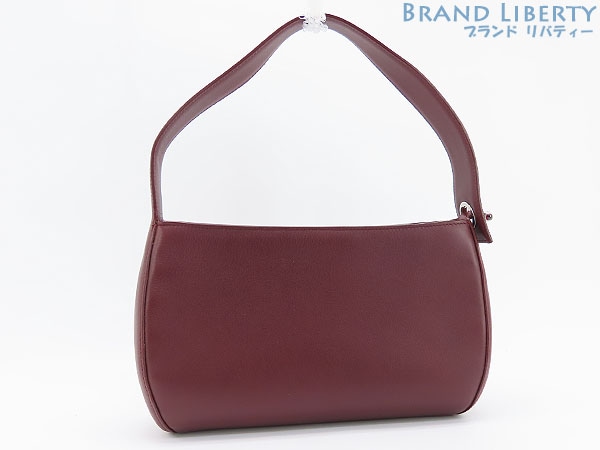 新品同様カルティエカボションワンショルダーバッグアクセサリーポーチホーボーバッグボルドーカーフレザー