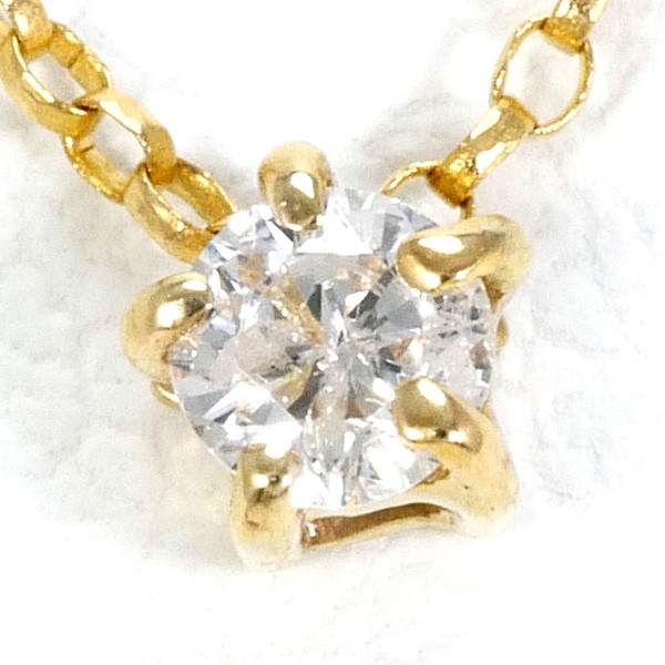 K10 10金 YG イエローゴールド ネックレス ダイヤ 0.07 約40cm ジュエリー 中古 8,486円