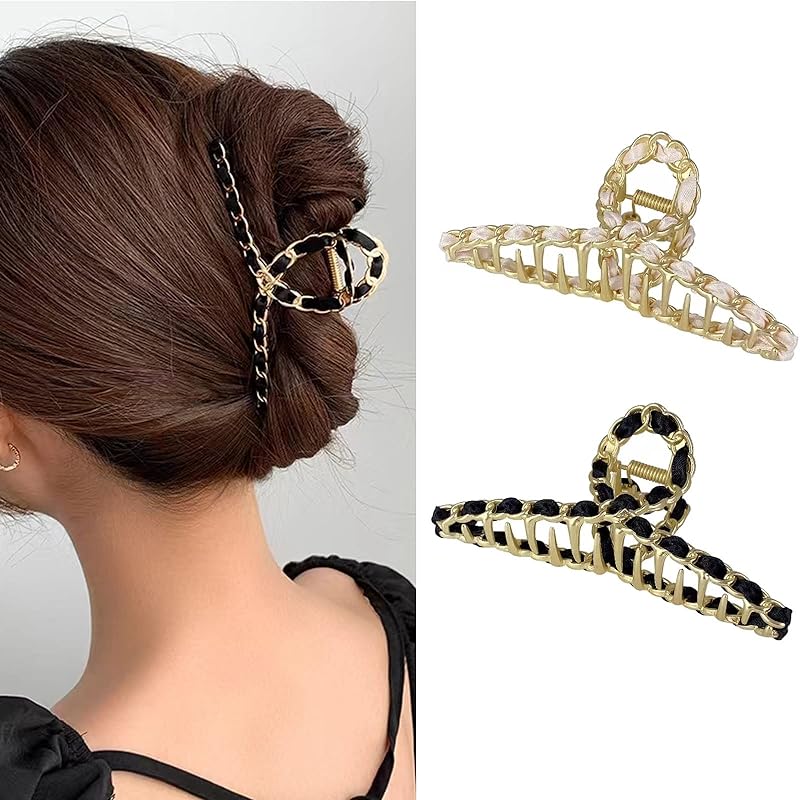 Fuyunohi ヘアクリップ 大きめ バンスクリップ リボン ヘアクリップ 韓国風 へあくりっぷ 大きめしっかり オフィス 髪留め クリップ 金属 濃密な髪も使用可能 ブラウン ヘアクリップ 大きめ